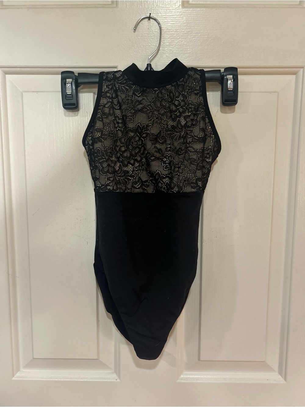 Black Lace High-Neck kids dance leotard